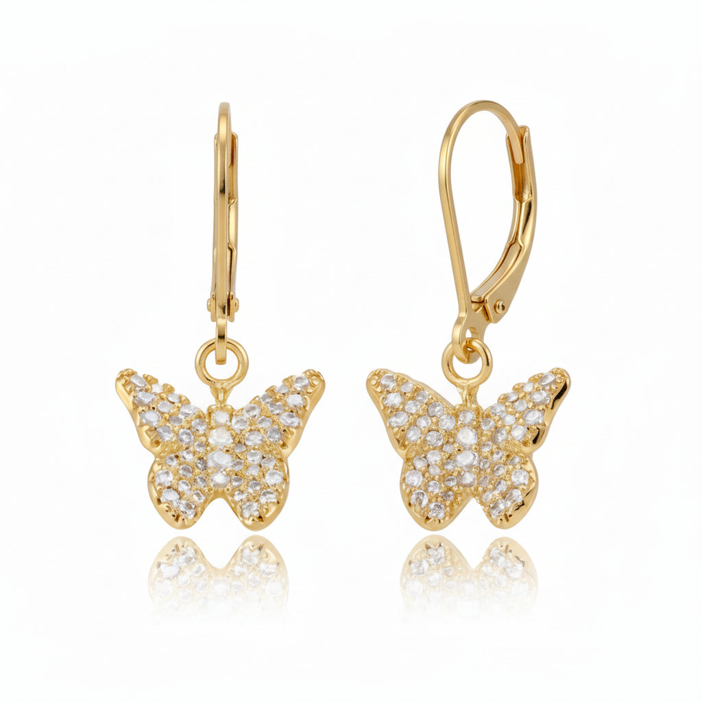 Surgical Steel CZ Micropave Butterfly Earrings
