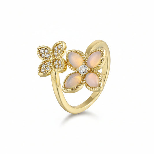 Sterling Silver CZ and Moonstone Crossover Ring