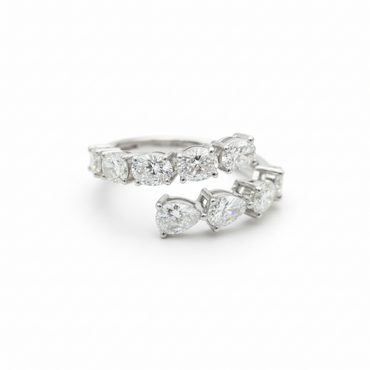 Lab Grown Diamond Ovals and Pears Bypass 14k Ring