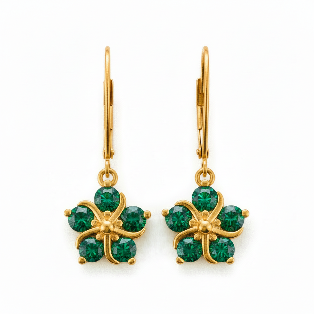 Surgical Steel Colored CZ Flower Earrings