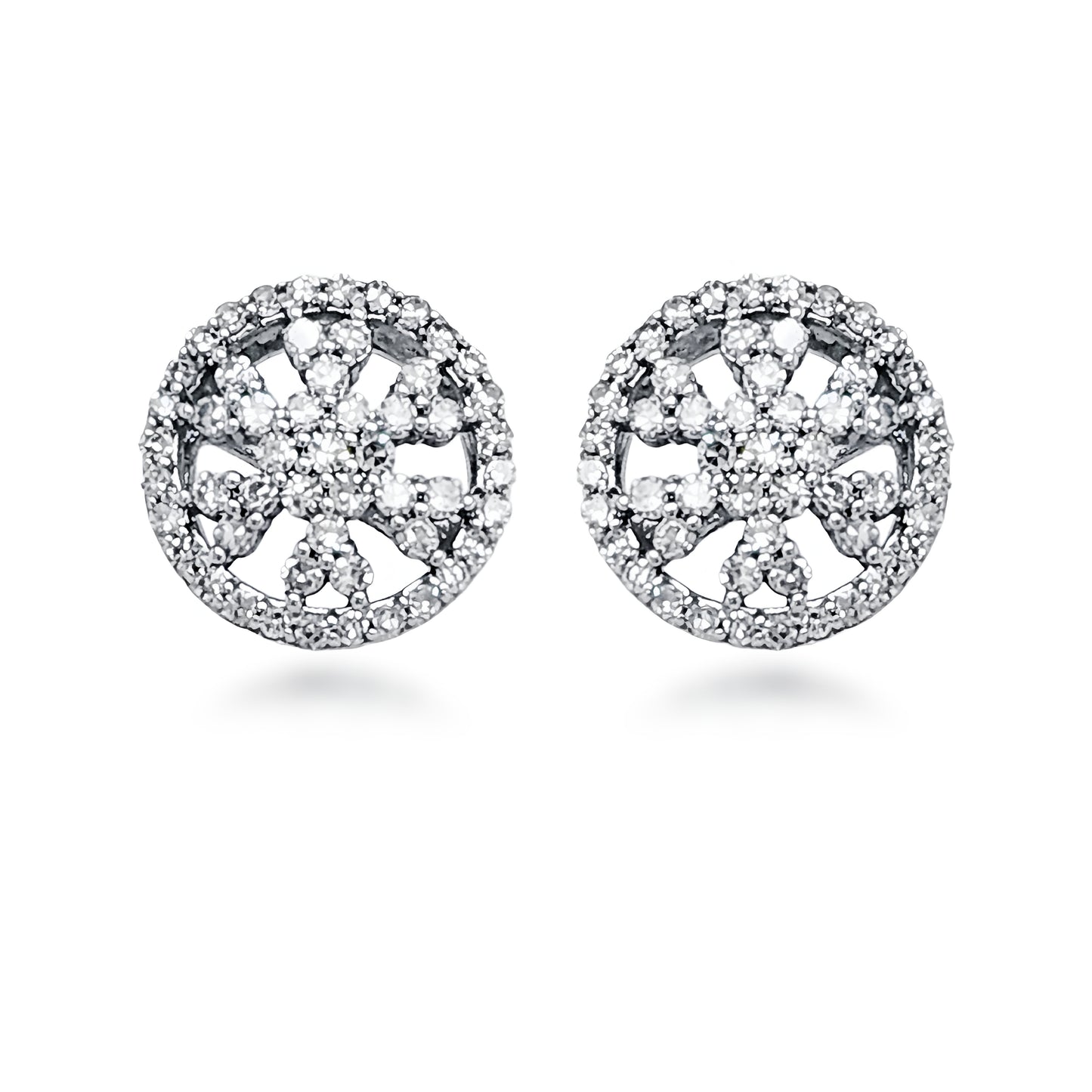 14K Gold And Diamond Round Stud Earring
