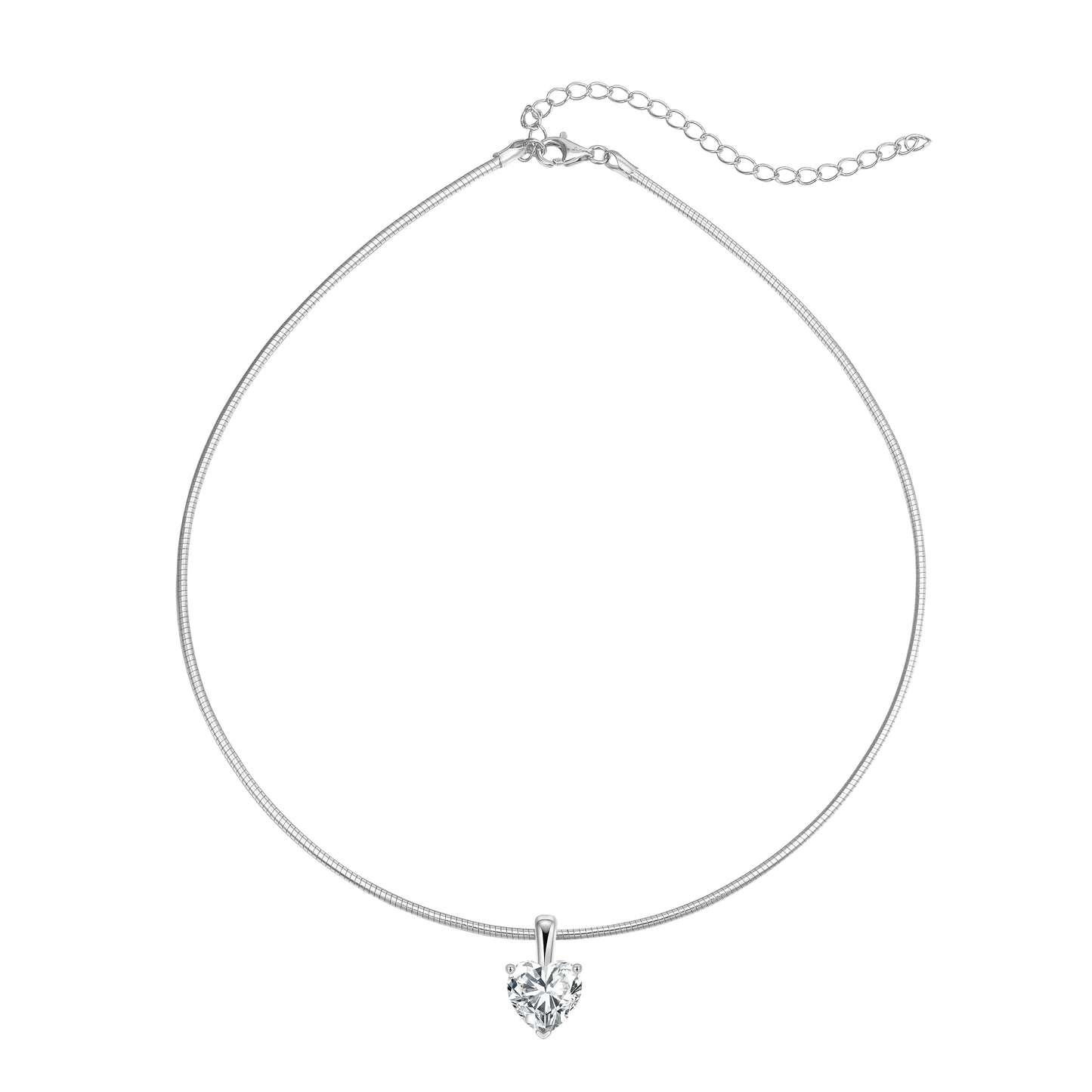 *Available for preorder only* Sterling Silver Solitaire Pendant on Omega Chain Necklace Collection