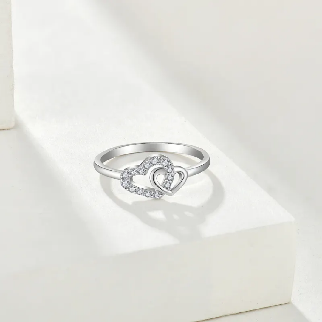 Sterling Silver Interlocking Hearts Ring