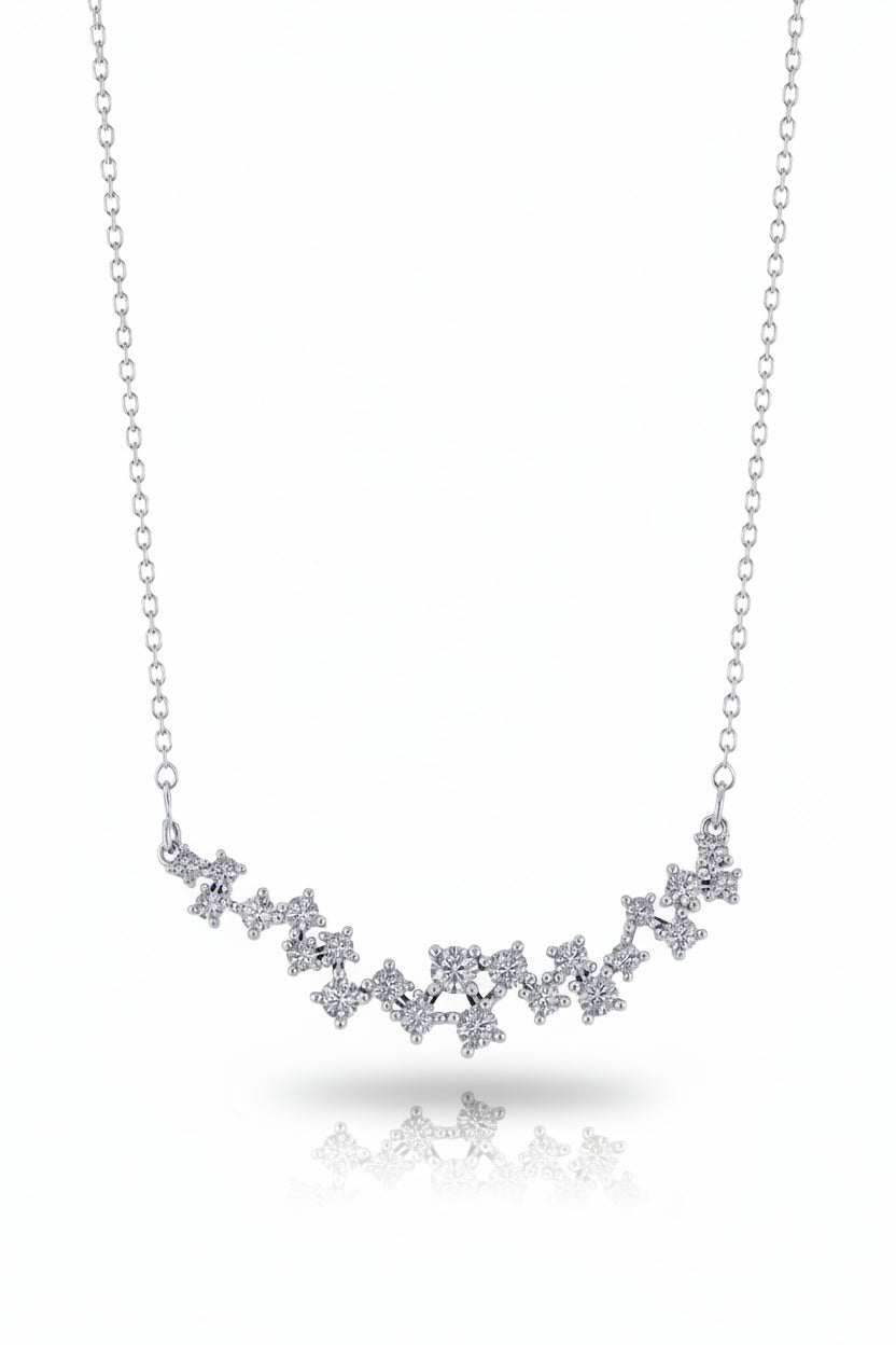 14K Scattered Diamond (Lab Grown) Curved Bar Necklace