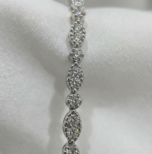 14K Gold Alternating Marquise & Round Lab Created Diamond Bracelet