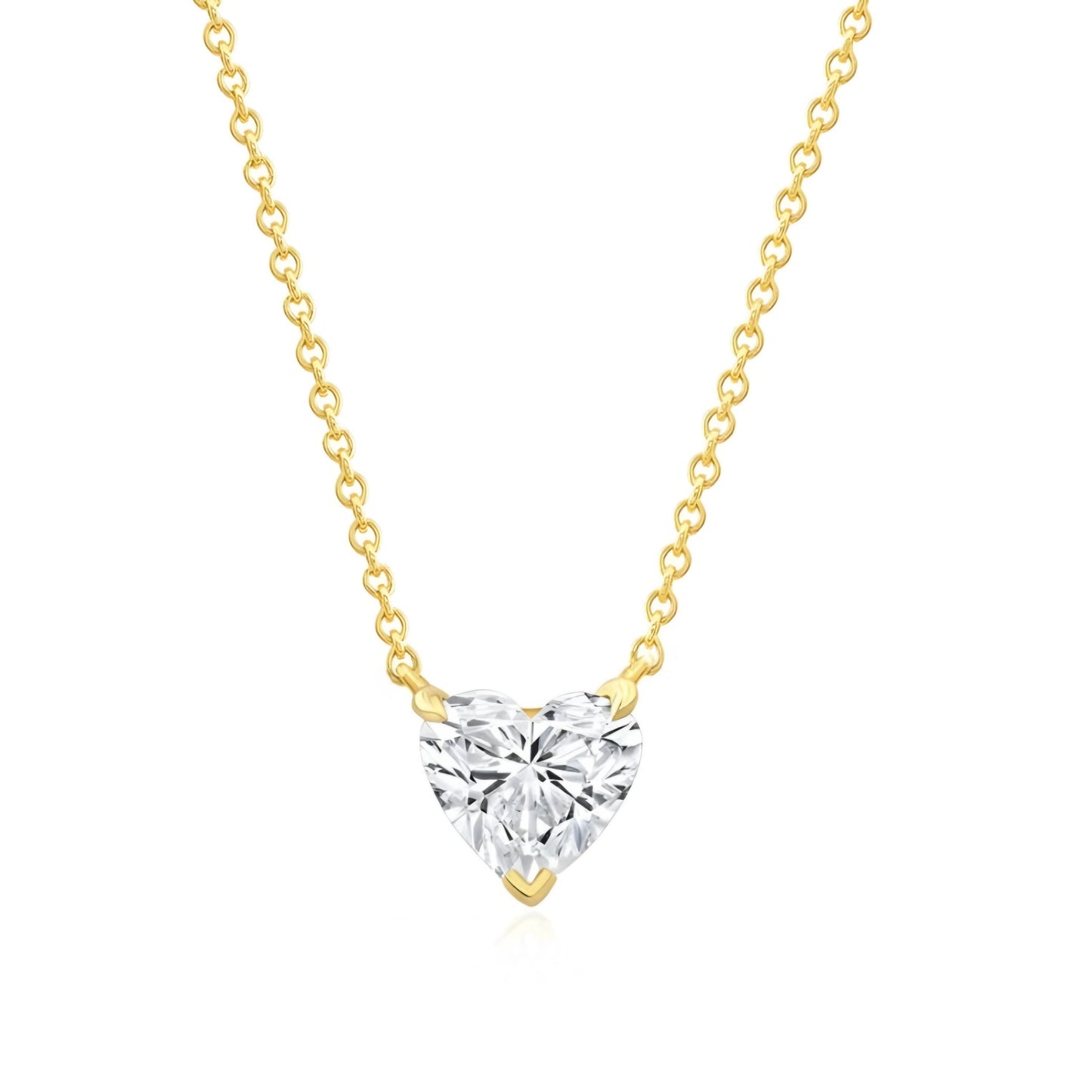 14k Gold Lab Grown Heart Shaped Diamond Solitaire Necklace