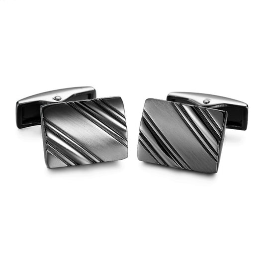 Rectangular Diagonal Striped Cufflinks