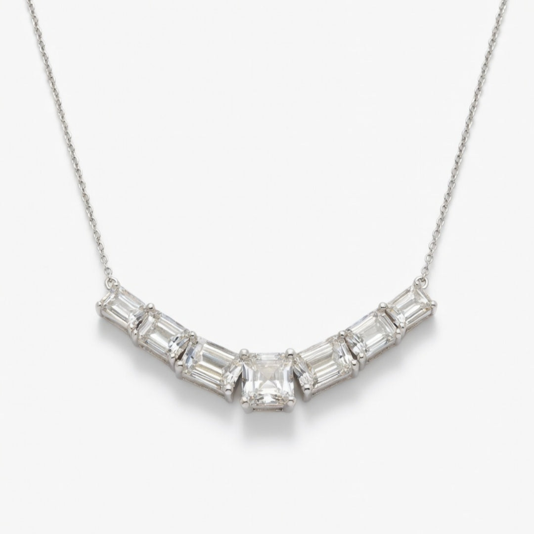 Asscher & Emerald Cut CVD Lab Diamond Arc Necklace