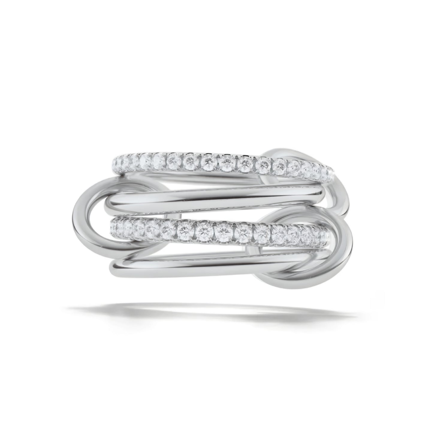 Sterling Silver Interlocking Stacked 4 Ring Set