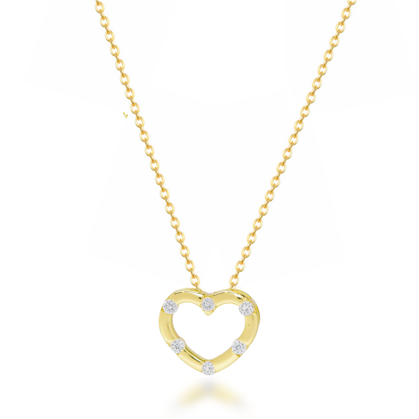 Sterling Silver Heart Necklace with Sprinkled Inlaid CZs