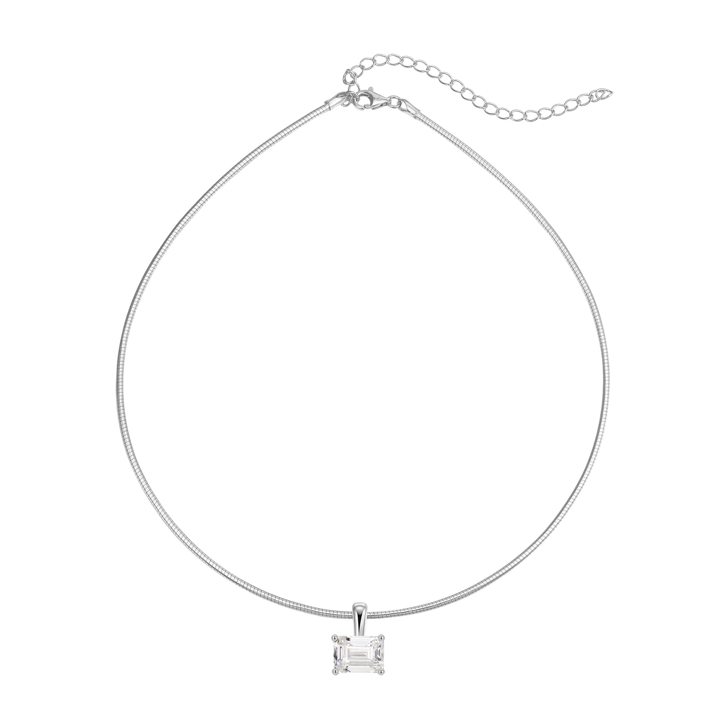 *Available for preorder only* Sterling Silver Solitaire Pendant on Omega Chain Necklace Collection