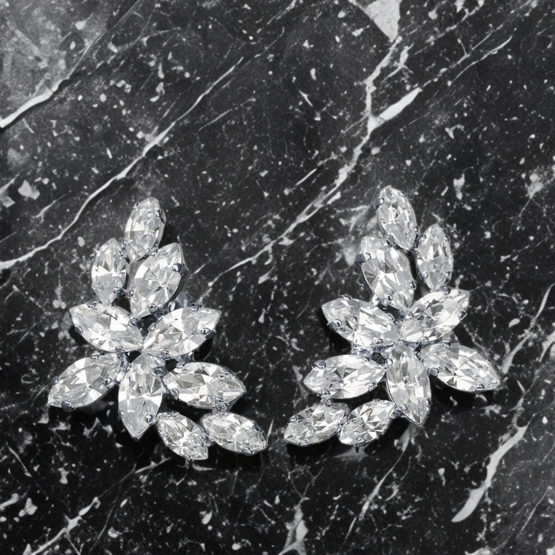 Sterling Silver CZ Angled Stud Earring