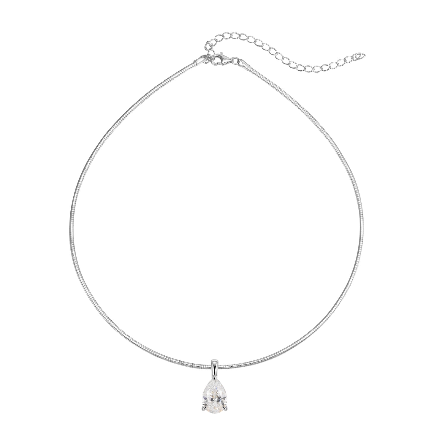 *Available for preorder only* Sterling Silver Solitaire Pendant on Omega Chain Necklace Collection