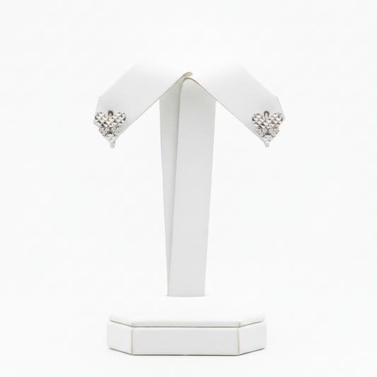 14K Gold Diamond Cut Heart CZ Huggie Earrings