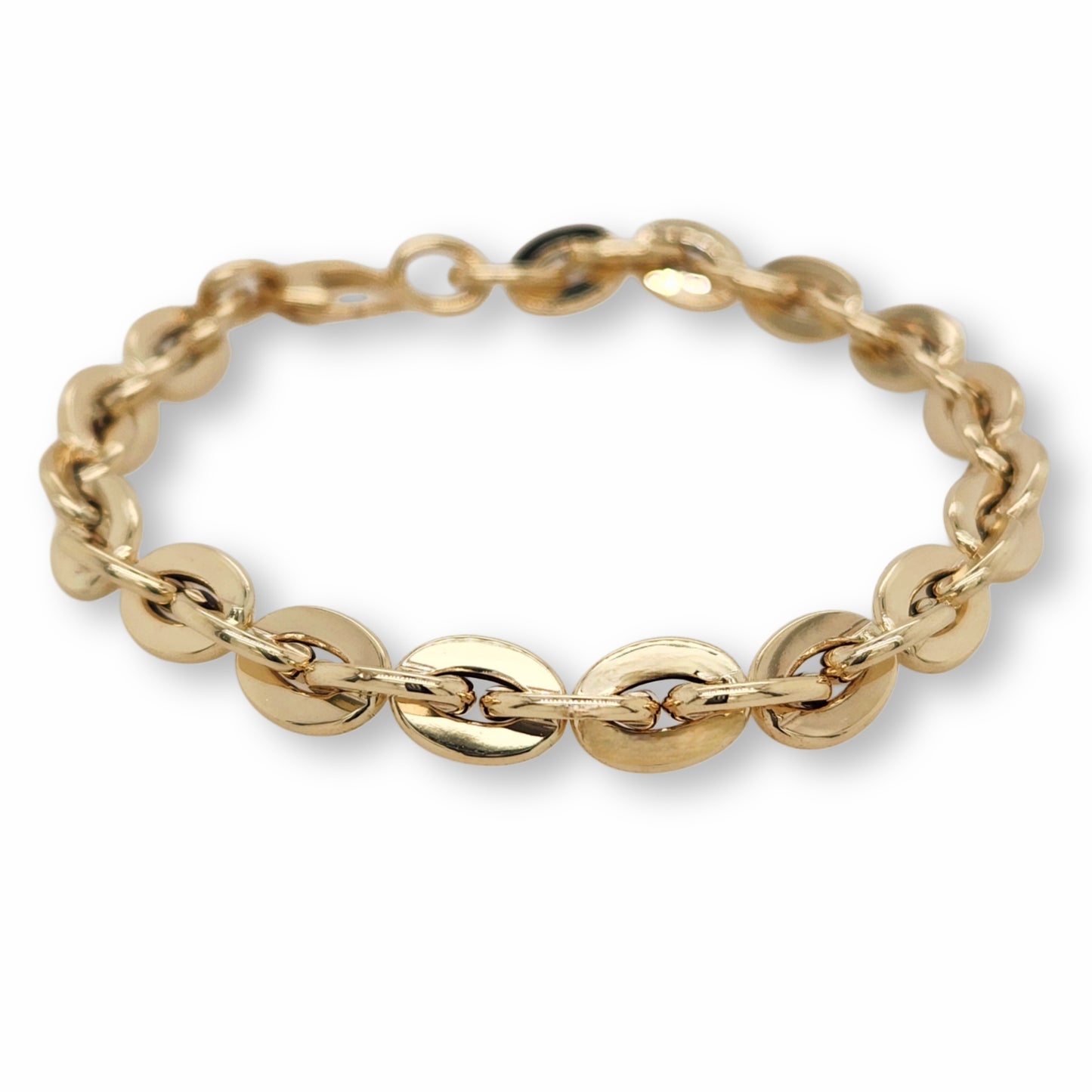14k Gold Small Flat Link Oval Link Bracelet