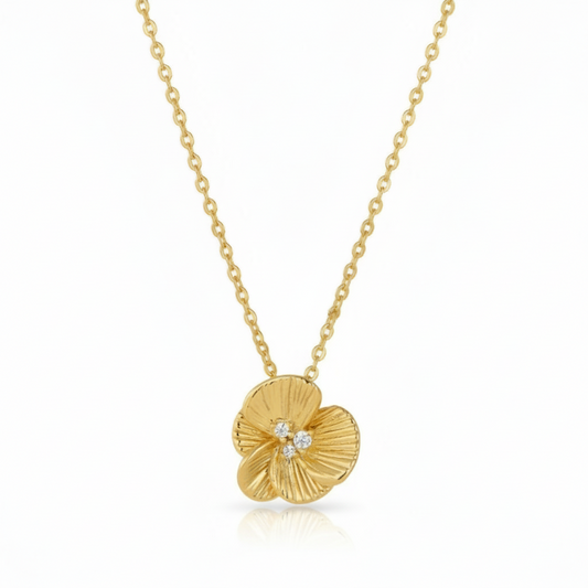 Gold-plated Sterling Silver Textured and Layered Pendant Necklace