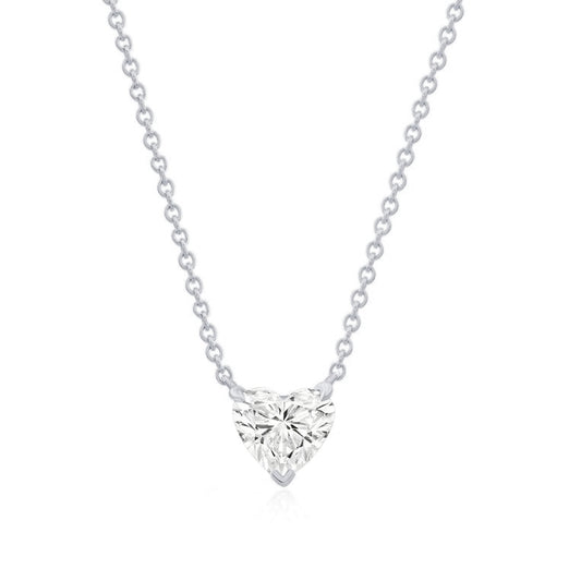 14k Gold Lab Grown Heart Shaped Diamond Solitaire Necklace