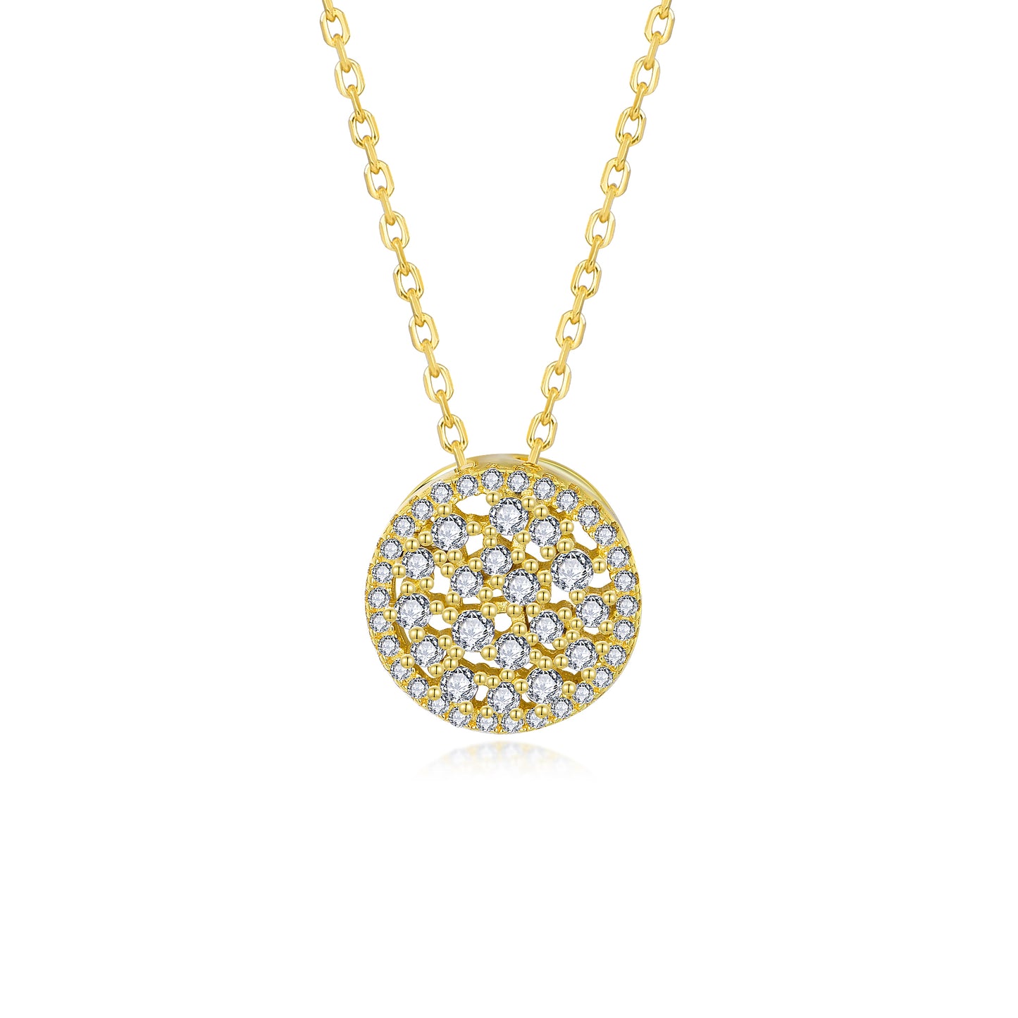 Sterling Silver Sprinkled Circle CZ Necklace