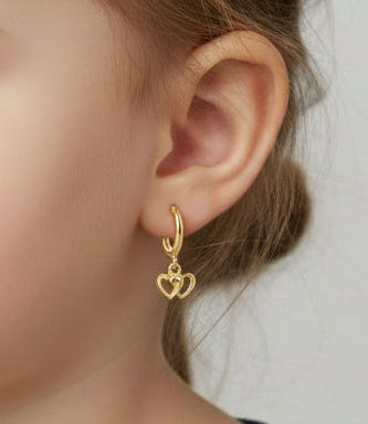 Surgical Steel Tiny Double Heart Shaped Earrings