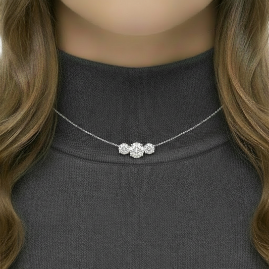 14K 3 Stone Lab Grown Diamond Necklace