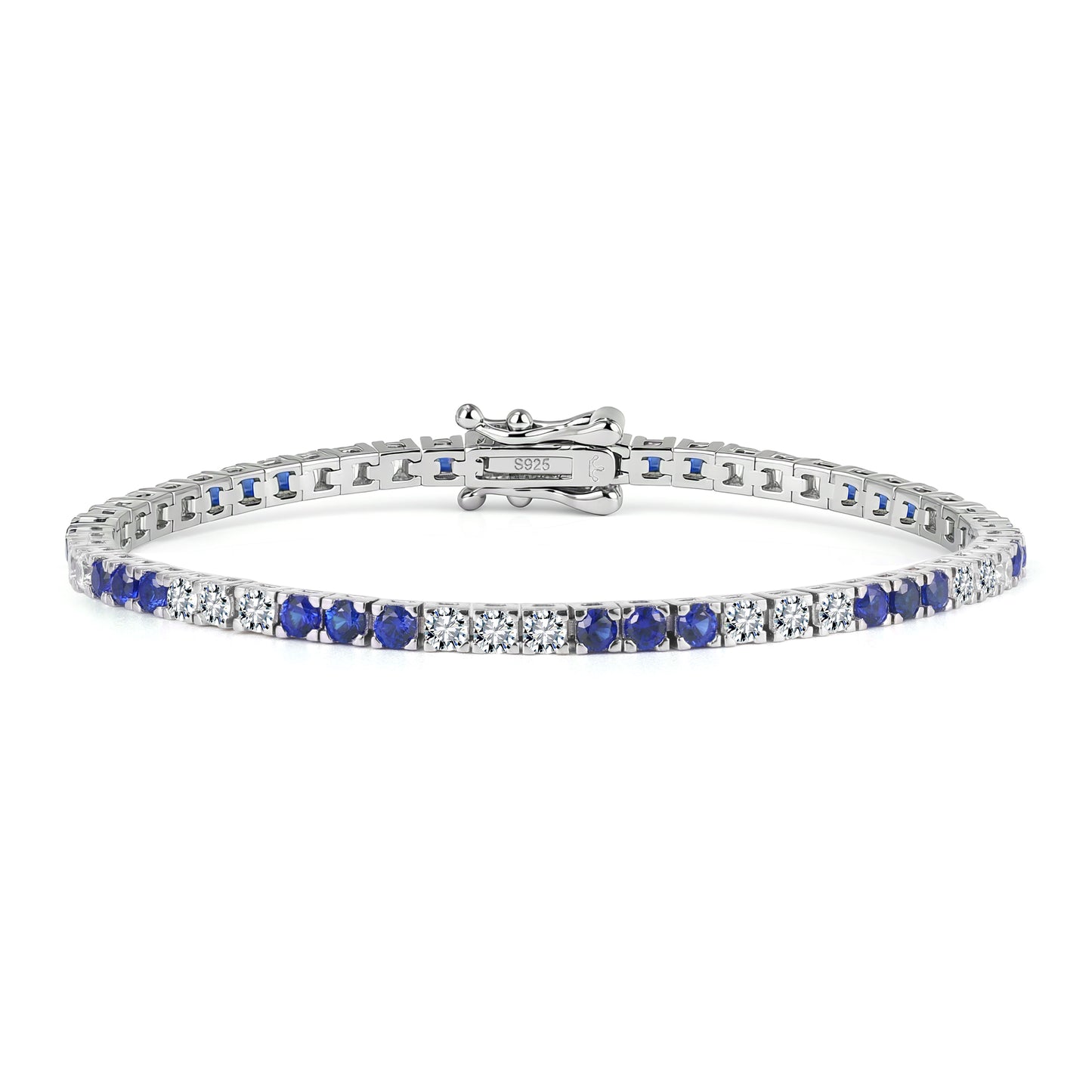 Sterling Silver Three Alternating Stone Tennis Bracelet