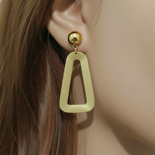 Sterling Silver Brushed Gold Plated Hanging Triangle Earring