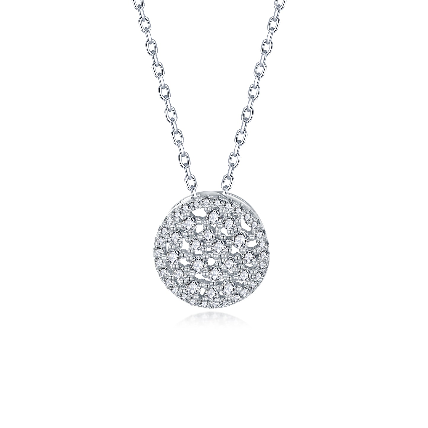 Sterling Silver Sprinkled Circle CZ Necklace