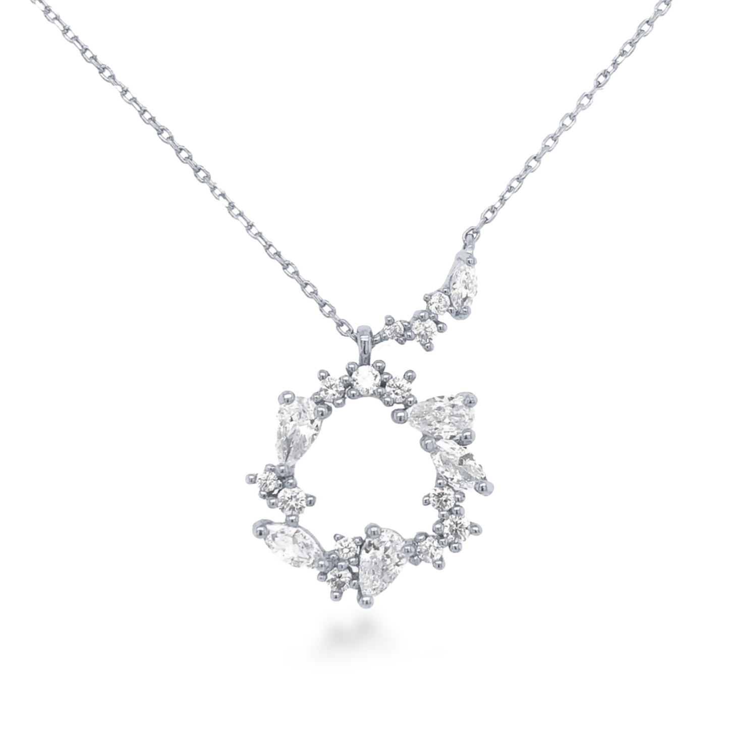 Sterling Silver CZ Wreath Necklace