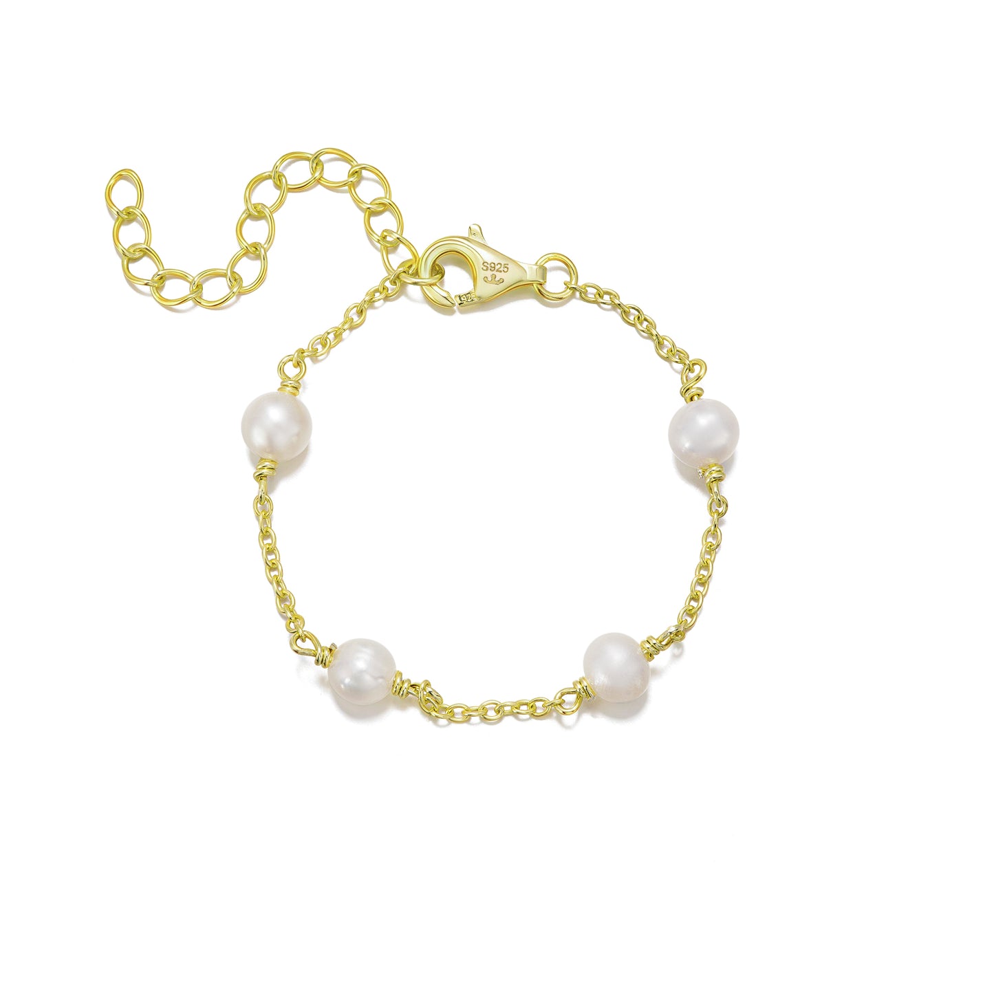 Sterling Silver Pearl Tin Cup Bracelet