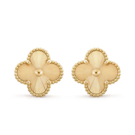 Sterling Silver Gold Plated Medium Clover Stud Earrings