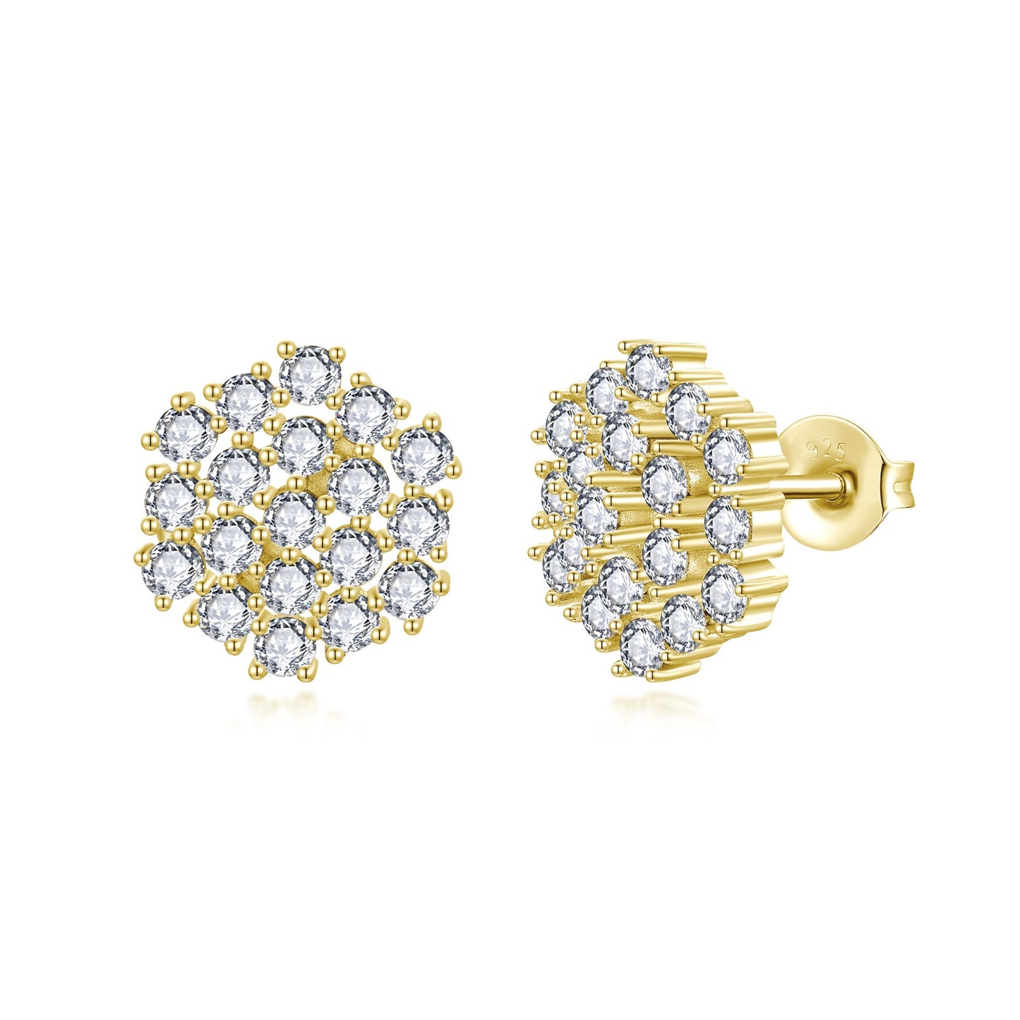 Sterling Silver Cluster Stud Earring