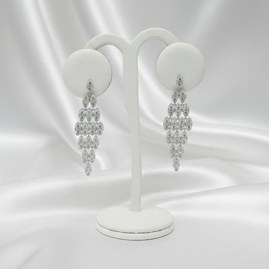 14K Gold Cascading Diamond Shape Dangle Earrings - 2.5 CTW