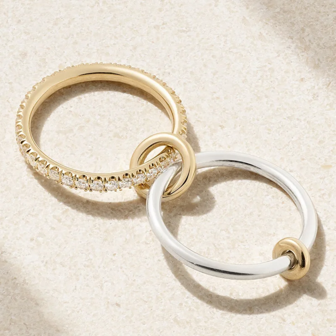 Sterling Silver Two Tone Interlocking Stacked Ring Set