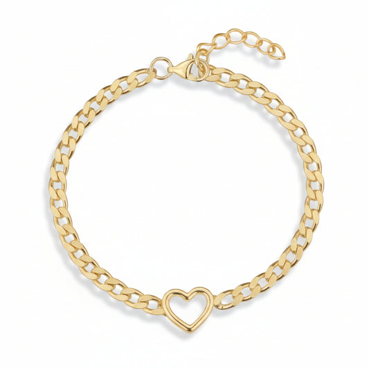 Radiant Heart Cuban Link Bracelet - Gold-Plated Sterling Silver
