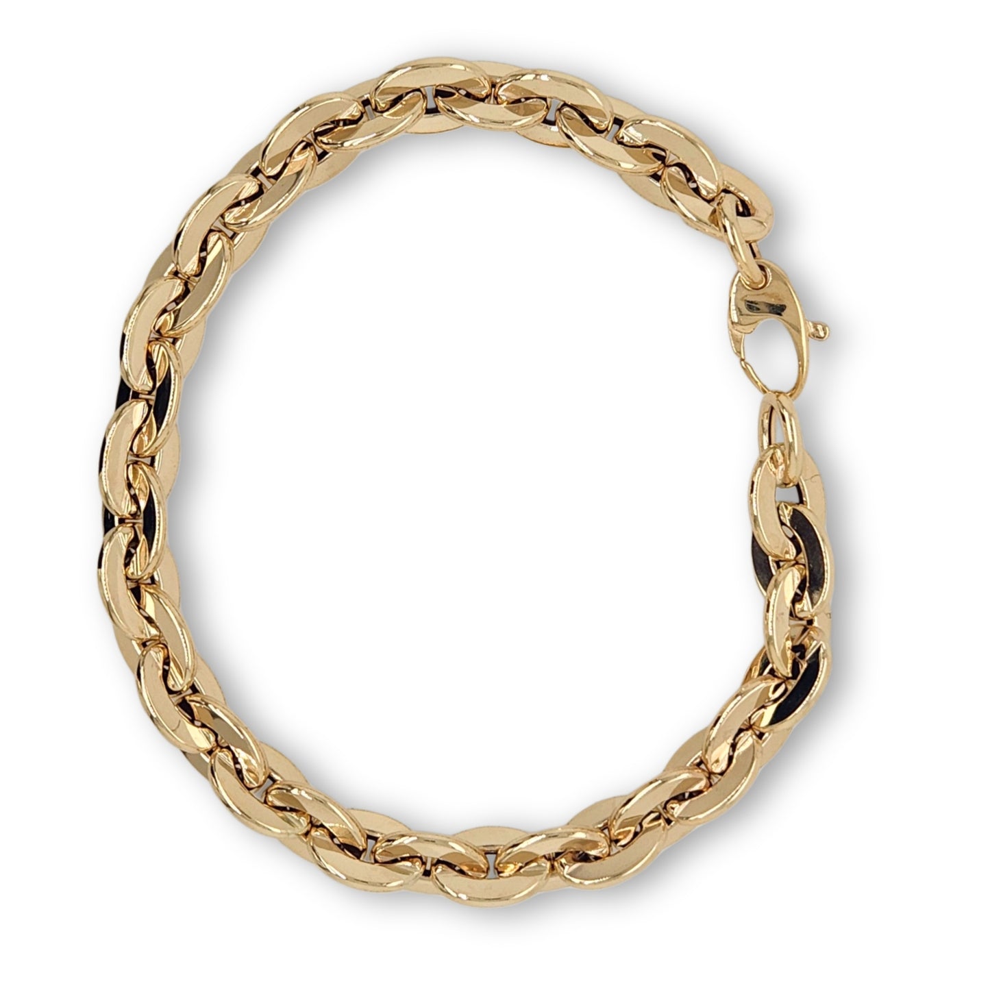 14k Gold Small Flat Link Oval Link Bracelet
