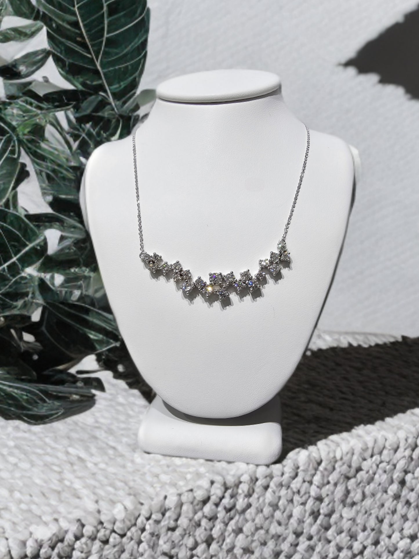 14K Scattered Diamond (Lab Grown) Curved Bar Necklace