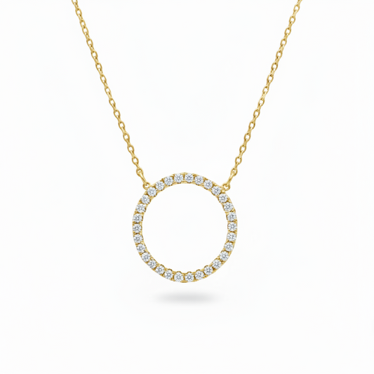 Sterling Silver CZ Circle Necklace