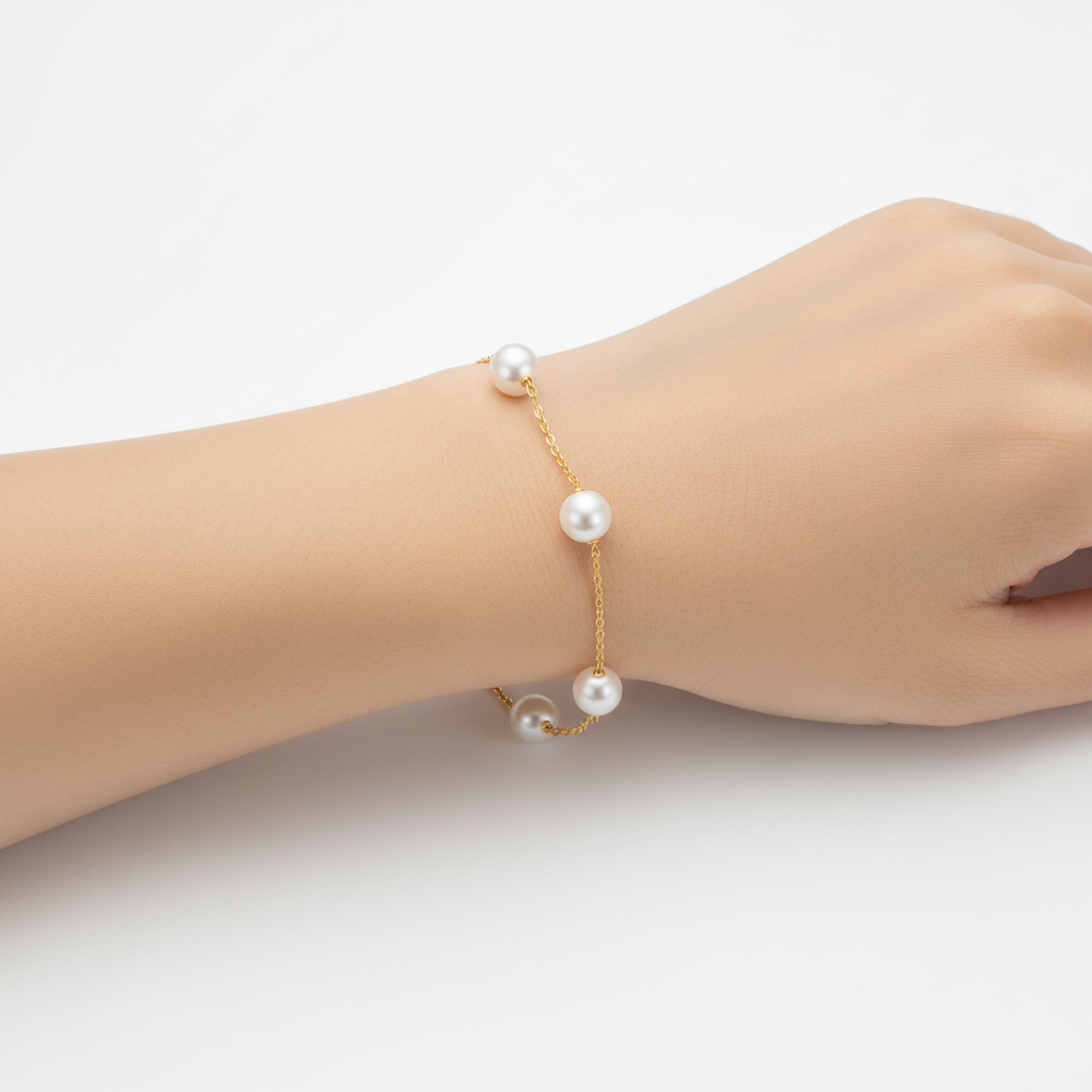 Sterling Silver Pearl Tin Cup Bracelet