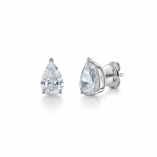 14k Lab Grown Diamond Pear Shaped Solitaire Stud Earrings