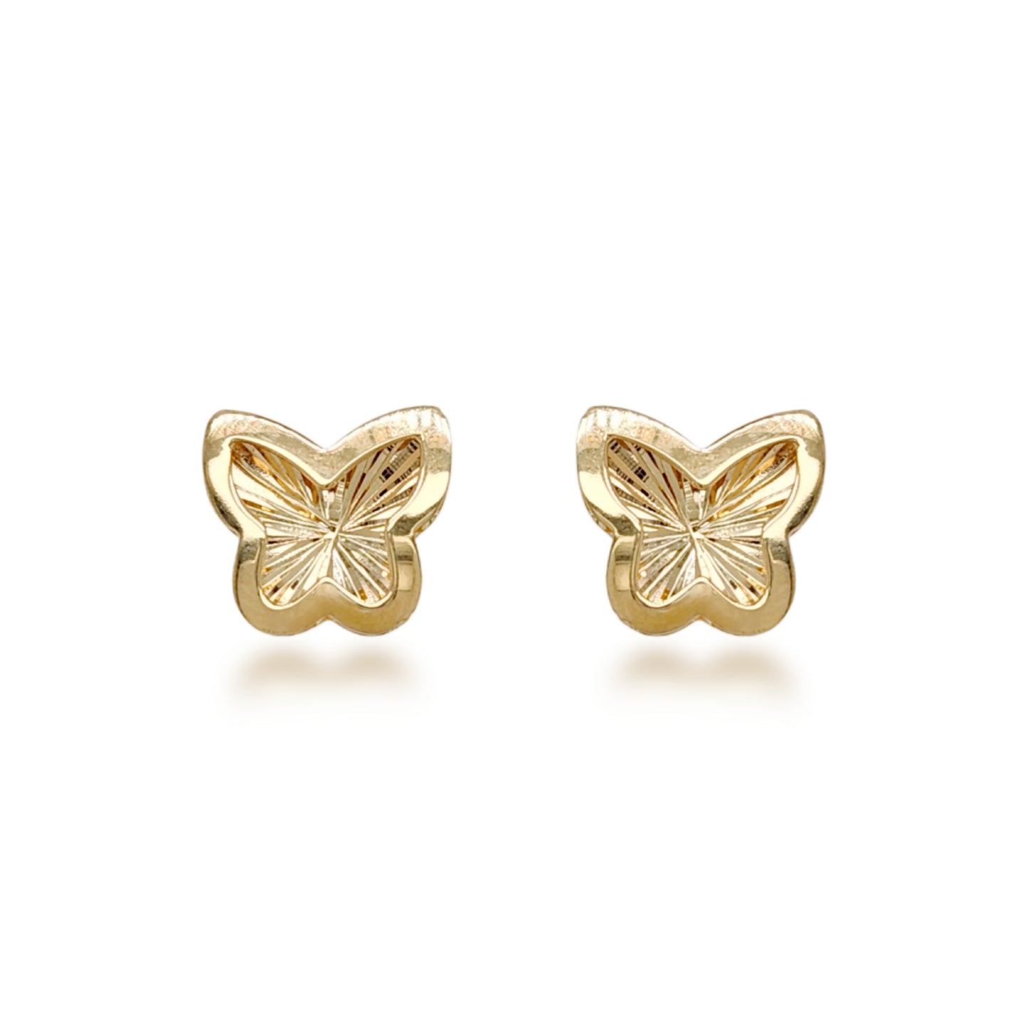 14k Gold Sunburst Butterfly Stud Earrings