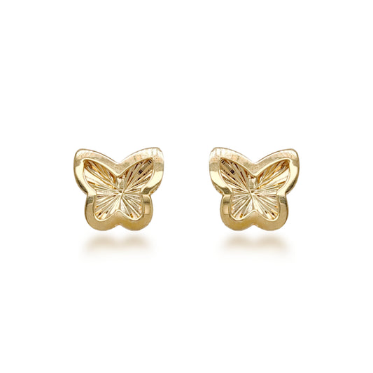 14k Gold Sunburst Butterfly Stud Earrings