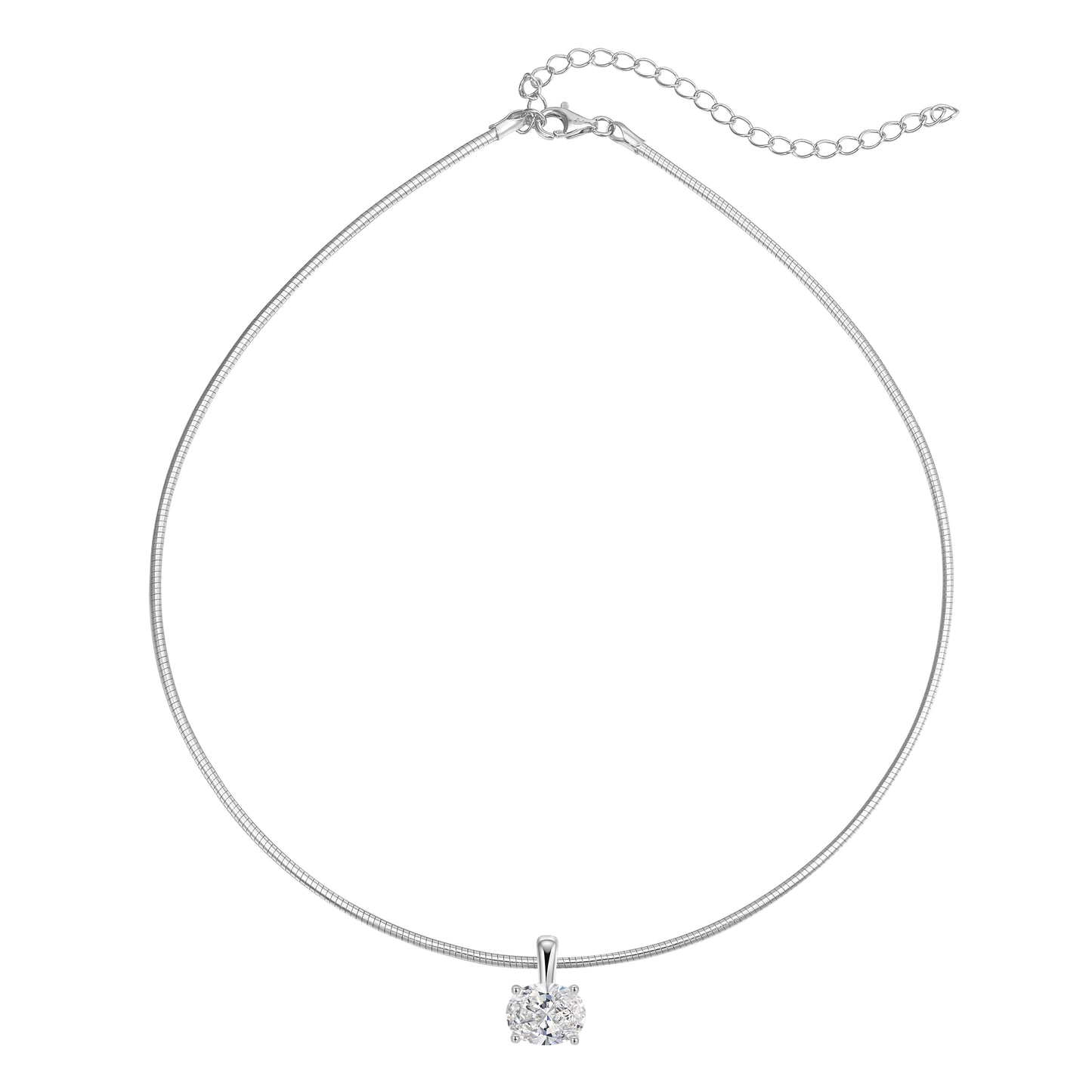 *Available for preorder only* Sterling Silver Solitaire Pendant on Omega Chain Necklace Collection