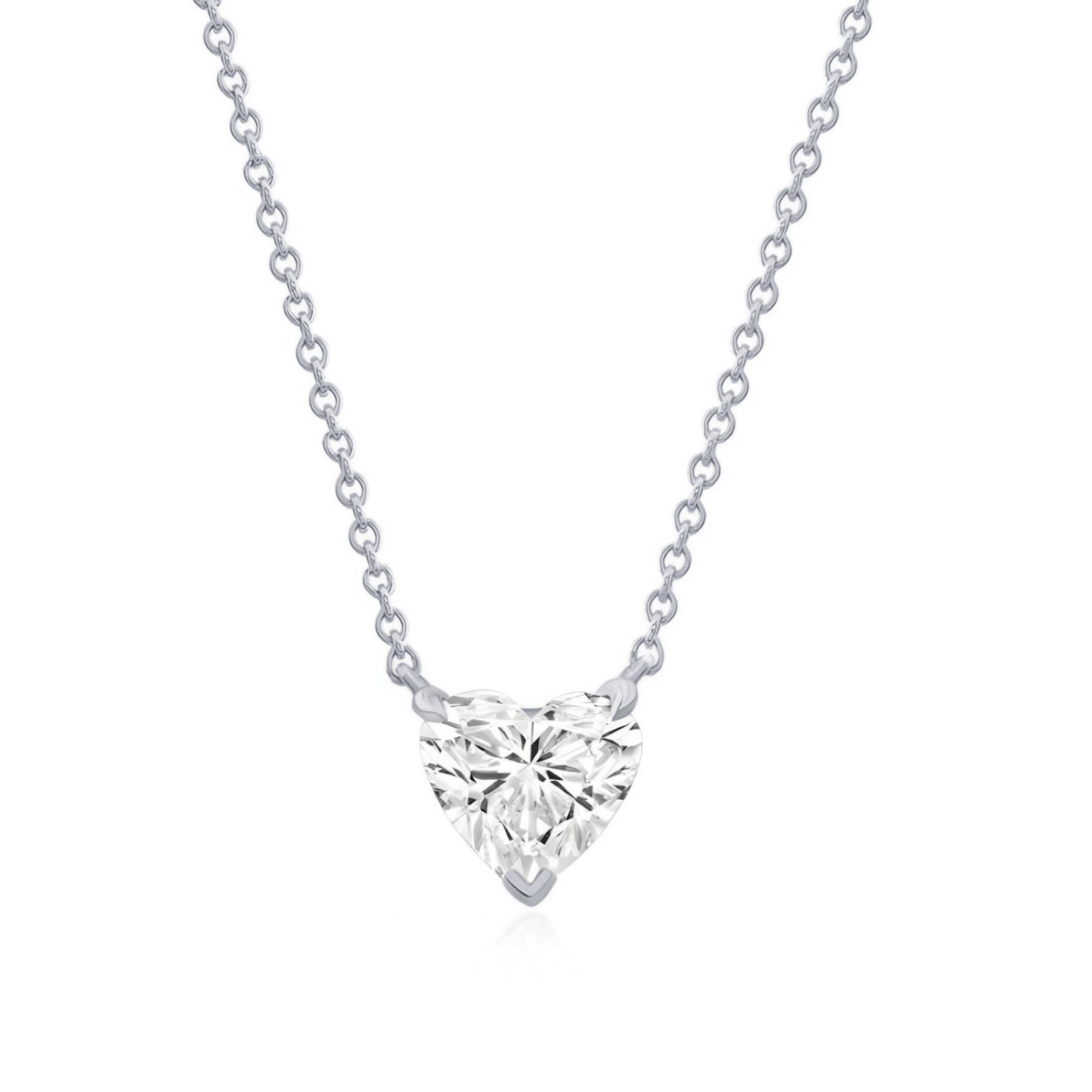 14k Gold Lab Grown Heart Shaped Diamond Solitaire Necklace