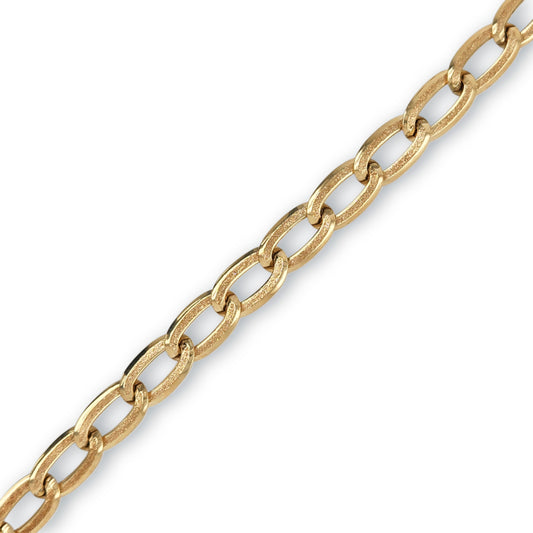 14k Gold Flat Brushed Oval Link Bracelet