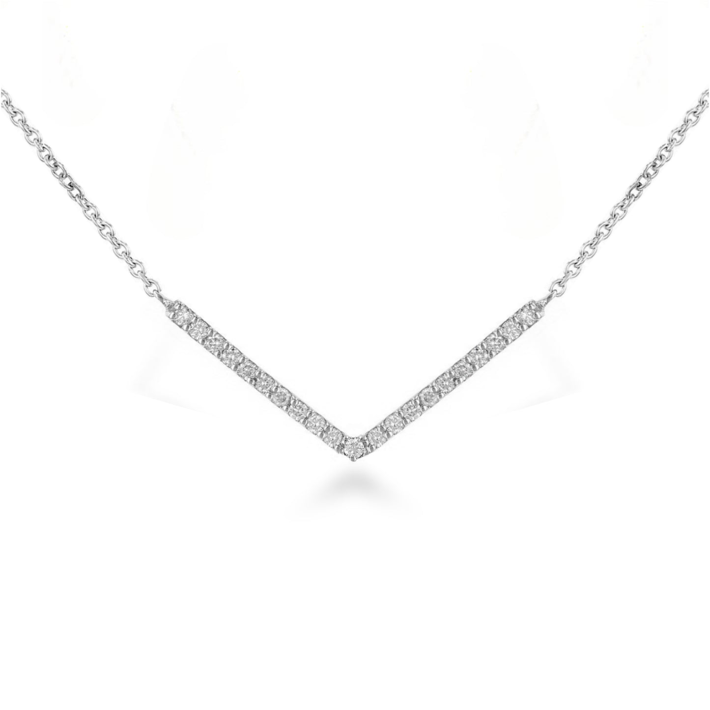 14K Lab Grown Diamond V Shaped Bar Necklace