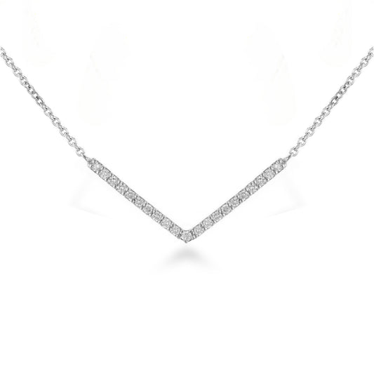 14K Lab Grown Diamond V Shaped Bar Necklace