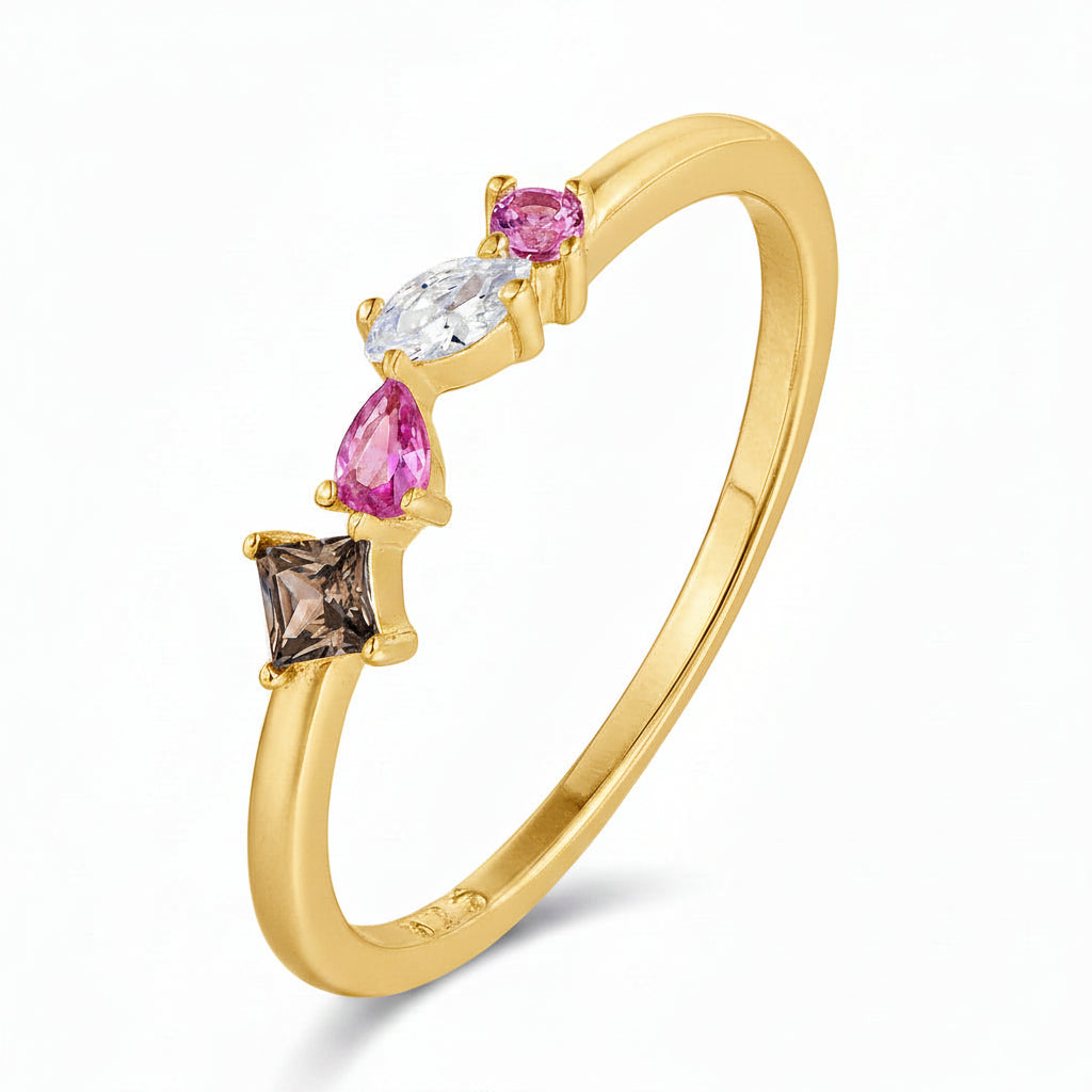 Exquisite Multi-Shape CZ Asymmetrical Ring