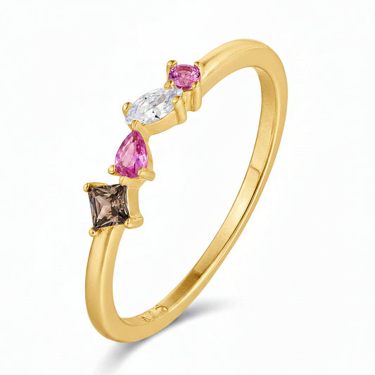 Exquisite Multi-Shape CZ Asymmetrical Ring