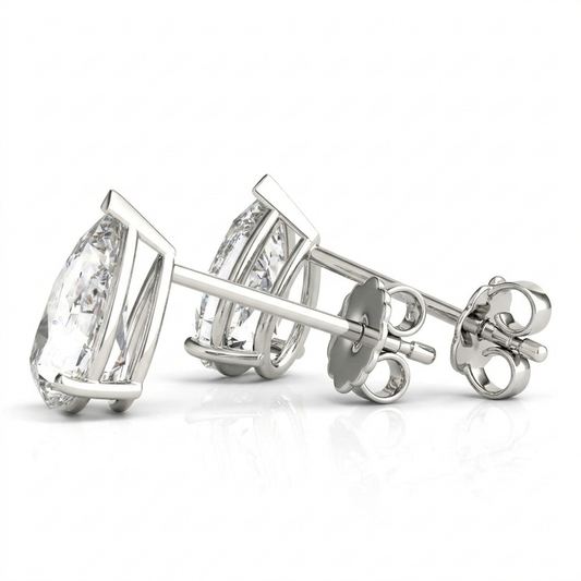 14k Lab Grown Diamond Pear Shaped Solitaire Stud Earrings