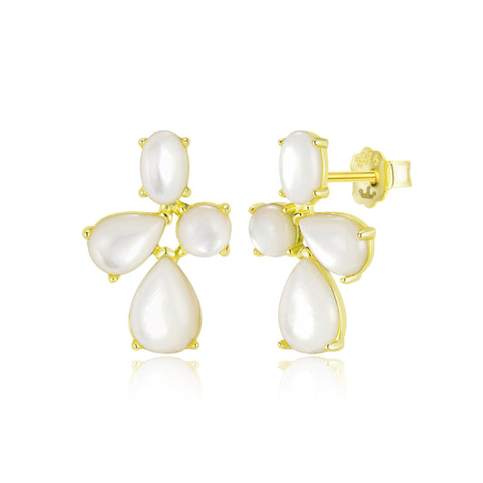 Sterling Silver Gold Plated Multishaped Mother of Pearl Stud Earring